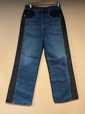Veronica Beard Two-Tone Blue and Black Straight Jeans